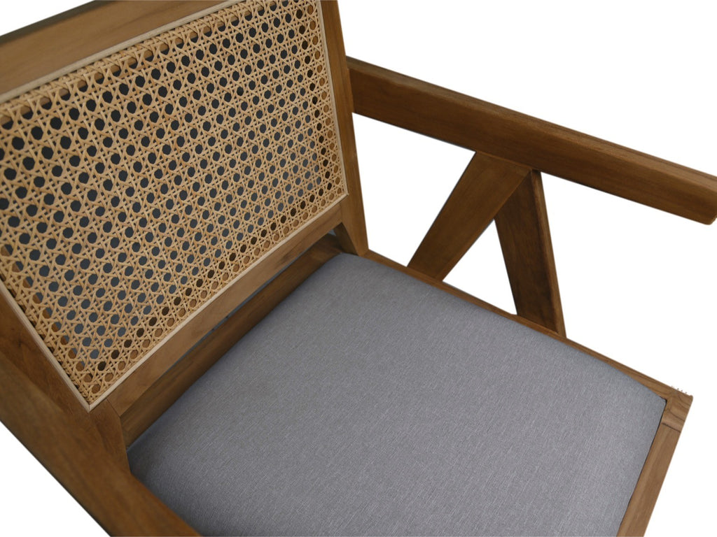 Dining Chair Natural/Dark Grey-Teak/Fabric