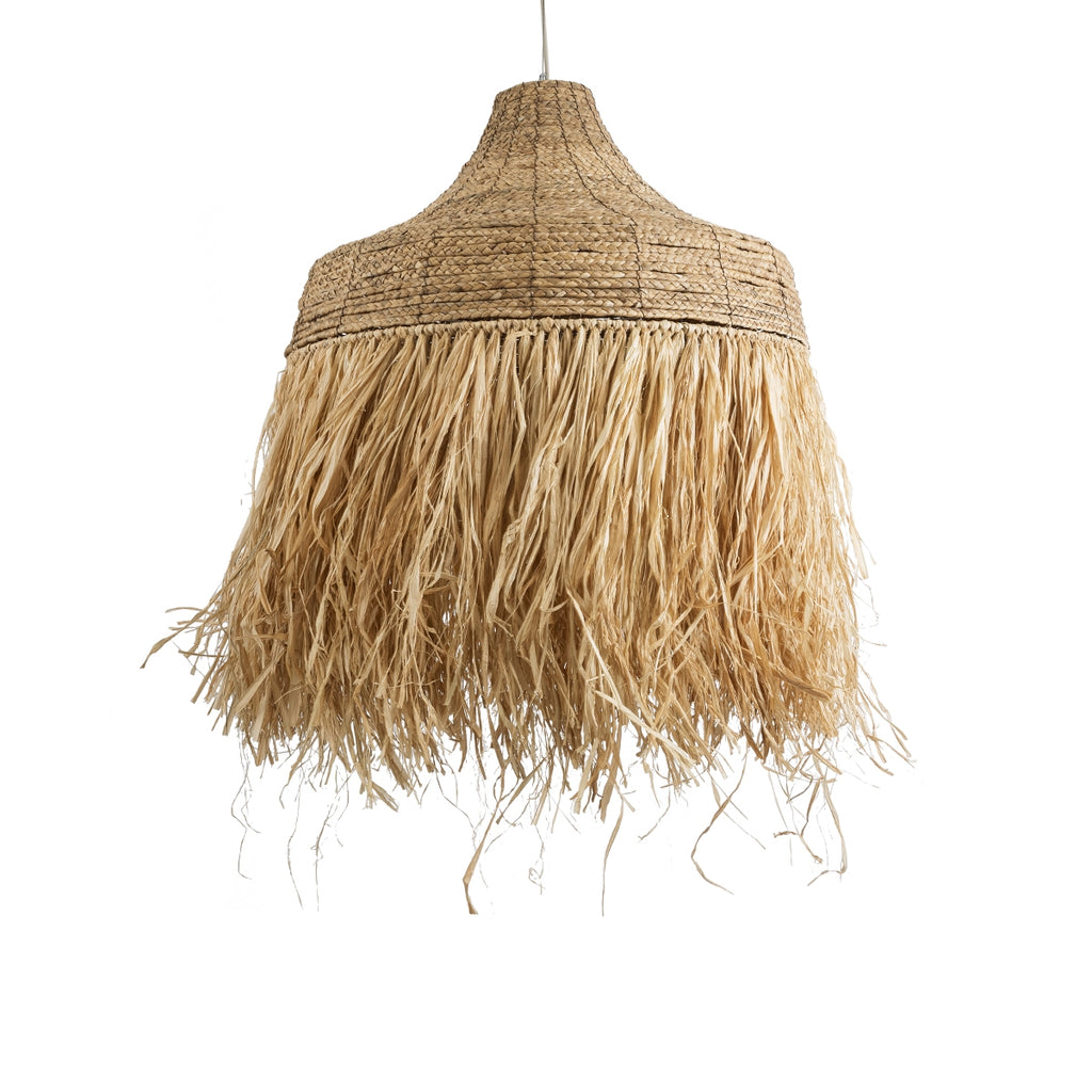 Boho raffia natural suspension light