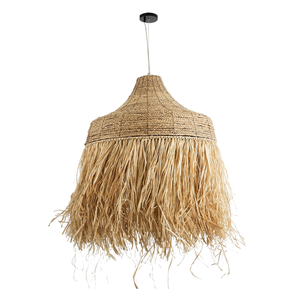 Boho raffia natural suspension light