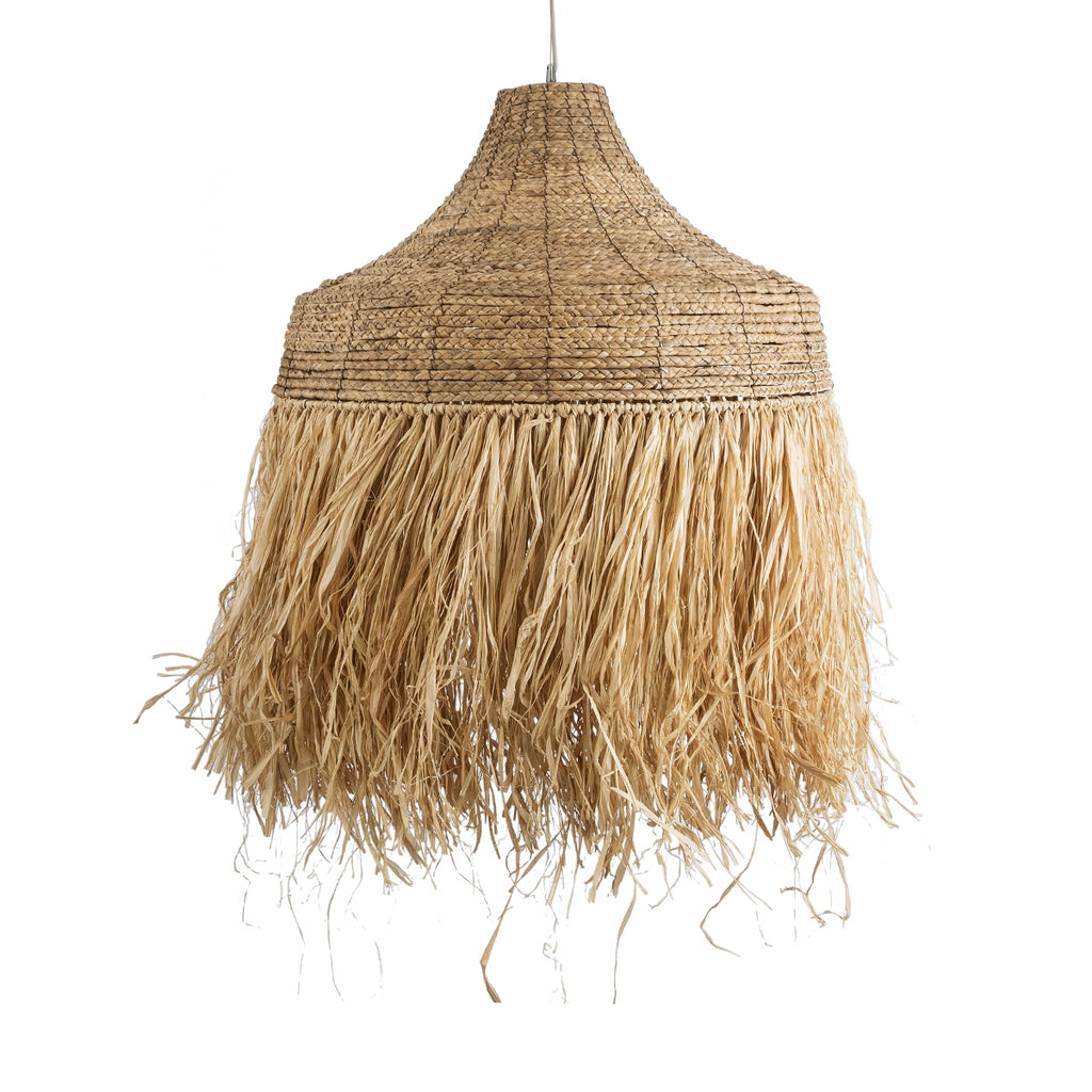 Boho raffia natural suspension light