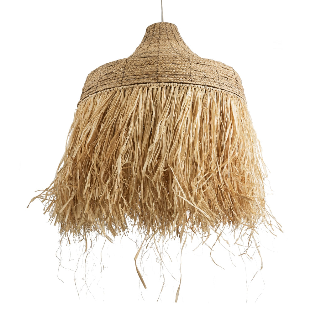 Boho raffia natural suspension light