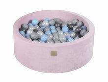 Load image into Gallery viewer, Baby Foam Round Ball Pit 90x30cm with 200 Balls 7cm Certified, Velvet, Pastel Pink: Baby Blue/White Pearl/Gray/Silver