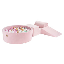 Cargar imagen en el visor de la galería, Foam 3 elements Playset with Ball Pit 90x30cm with 200 Balls Certified, Velvet, Light Pink: Beige/White/Mint/Pastel Pink