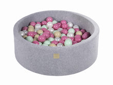 Load image into Gallery viewer, Baby Foam Round Ball Pit 90x30cm with 200 Balls 7cm Certified, Velvet, Light Gray: Mint/Light Pink/White Pearl/Beige