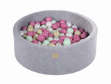 Baby Foam Round Ball Pit 90x30cm with 200 Balls 7cm Certified, Velvet, Light Gray: Mint/Light Pink/White Pearl/Beige