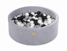 Load image into Gallery viewer, Baby Foam Round Ball Pit 90x30cm with 200 Balls 7cm Certified, Velvet, Light Gray: Black/Gray/White