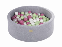 Load image into Gallery viewer, Baby Foam Round Ball Pit 90x30cm with 200 Balls 7cm Certified, Velvet, Light Gray: Light Pink/Light Green/White Pearl/White