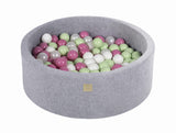 Baby Foam Round Ball Pit 90x30cm with 200 Balls 7cm Certified, Velvet, Light Gray: Light Pink/Light Green/White Pearl/White