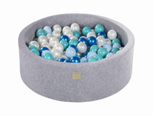 Load image into Gallery viewer, Baby Foam Round Ball Pit 90x30cm with 200 Balls 7cm Certified, Velvet, Light Gray: Baby Blue/Turquoise/Blue Pearl/White Pearl