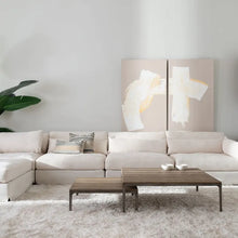 Load image into Gallery viewer, SOFA MODULAR BEIGE WEAVE-WOOD MODERN 330 X 115 X 76 CM