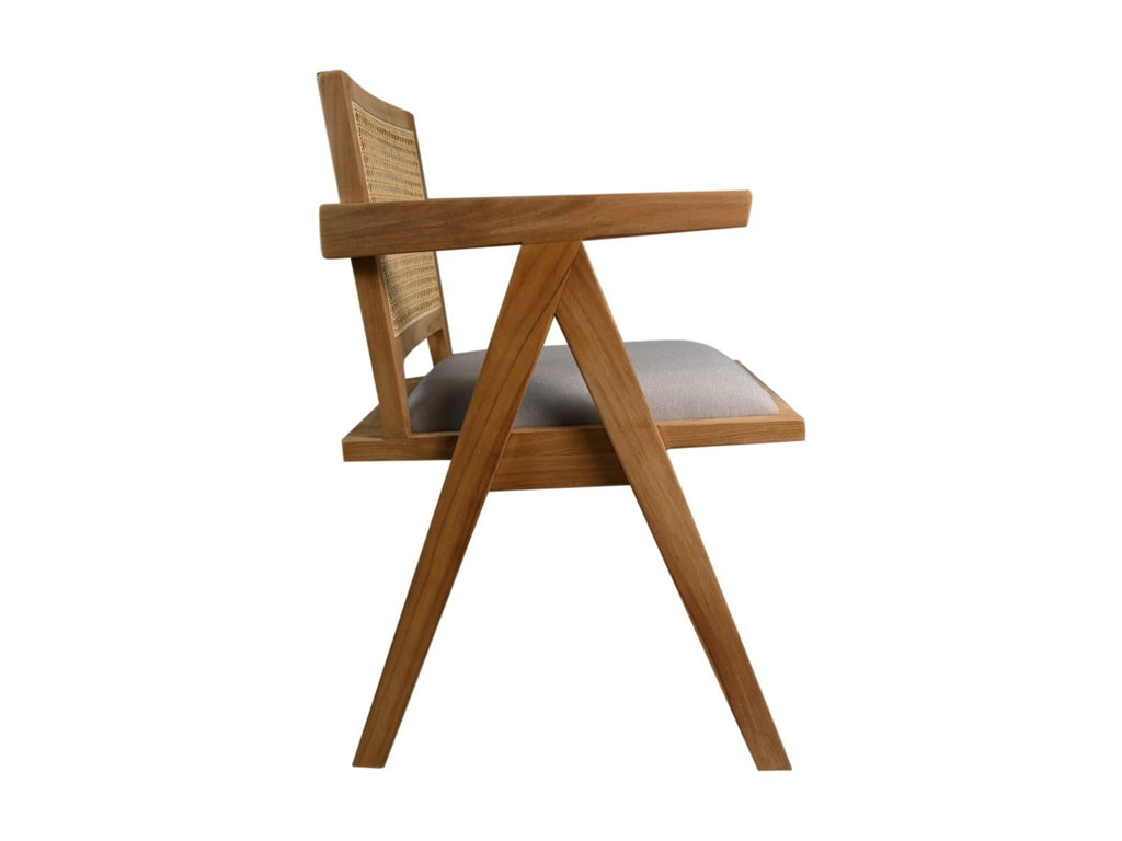 Dining Chair Natural/Grey-Teak/Fabric