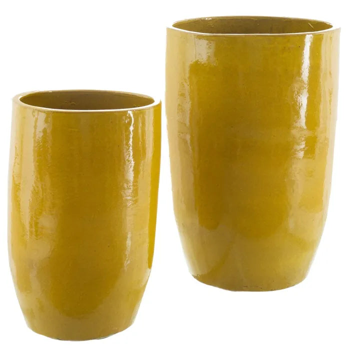 S/2 VASES YELLOW CERAMIC 52 X 52 X 80 CM