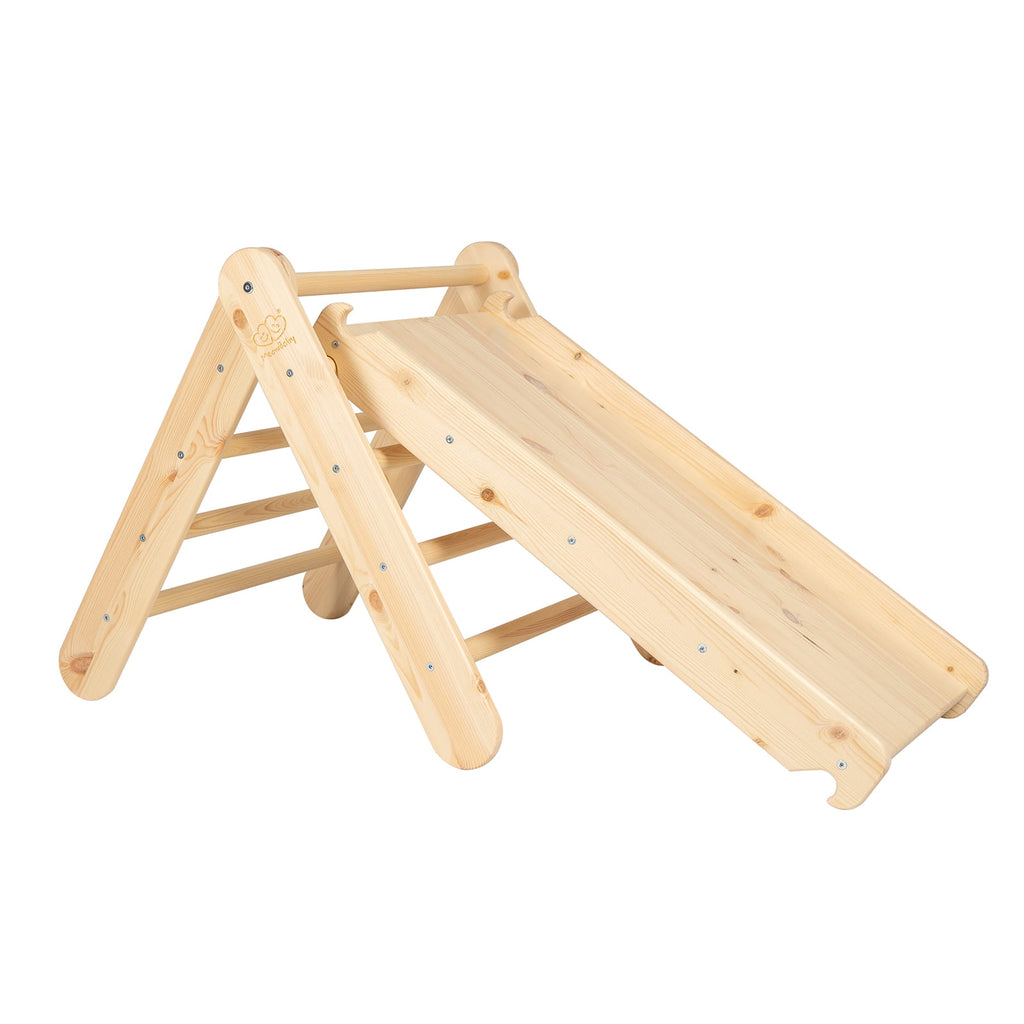 Ladder 60x61cm, Slide-Climbing wall 2in1, Children's set, Wooden, Natural