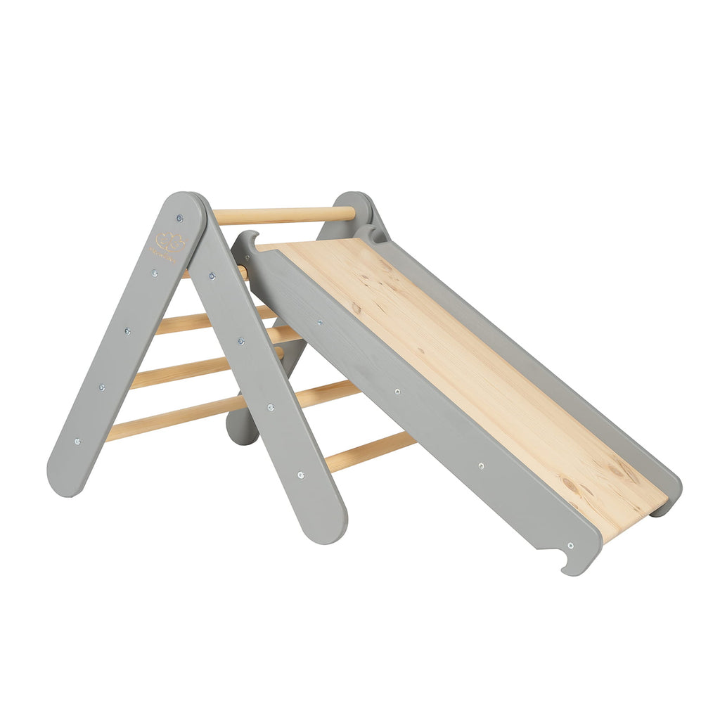 Ladder 60x61cm, Slide-Climbing wall 2in1, Children's set, Wooden, Grey