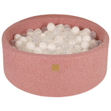 Baby Foam Round Ball Pit 90x30cm with 200 Balls 7cm Certified, Boucle, Pink:White/Transparent