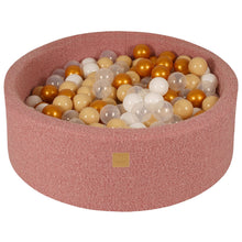 Load image into Gallery viewer, Baby Foam Round Ball Pit 90x30cm with 200 Balls 7cm Certified, Boucle, Pink:Gold/Beige/White/Transparent