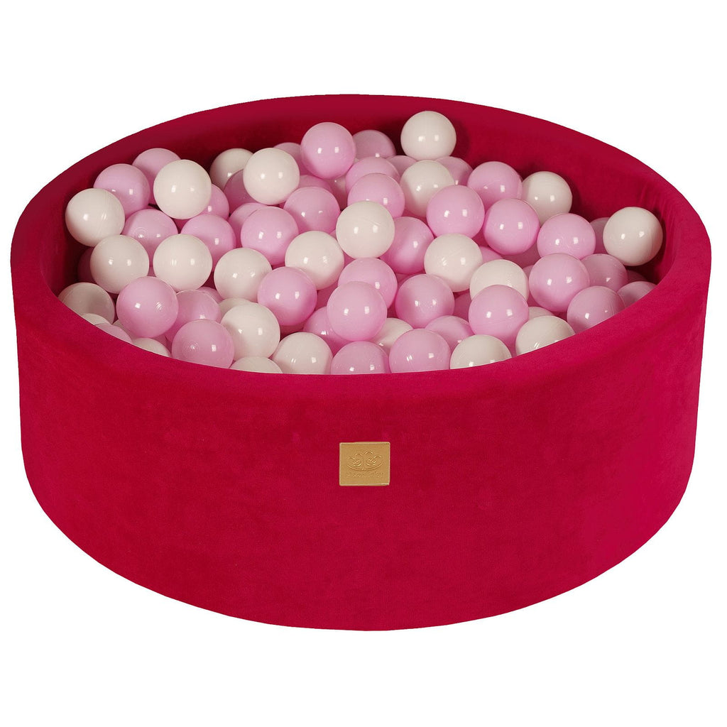 Baby Foam Round Ball Pit 90x30cm with 200 Balls 7cm Certified, Velvet, Magenta: White/Pastel pink