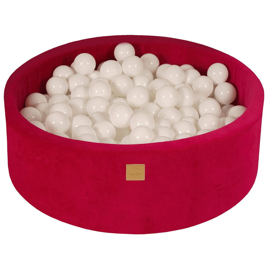 Baby Foam Round Ball Pit 90x30cm with 200 Balls 7cm Certified, Velvet, Magenta: White