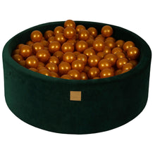 Cargar imagen en el visor de la galería, Baby Foam Round Ball Pit 90x30cm with 200 Balls 7cm Certified, Velvet, Dark Green: Gold