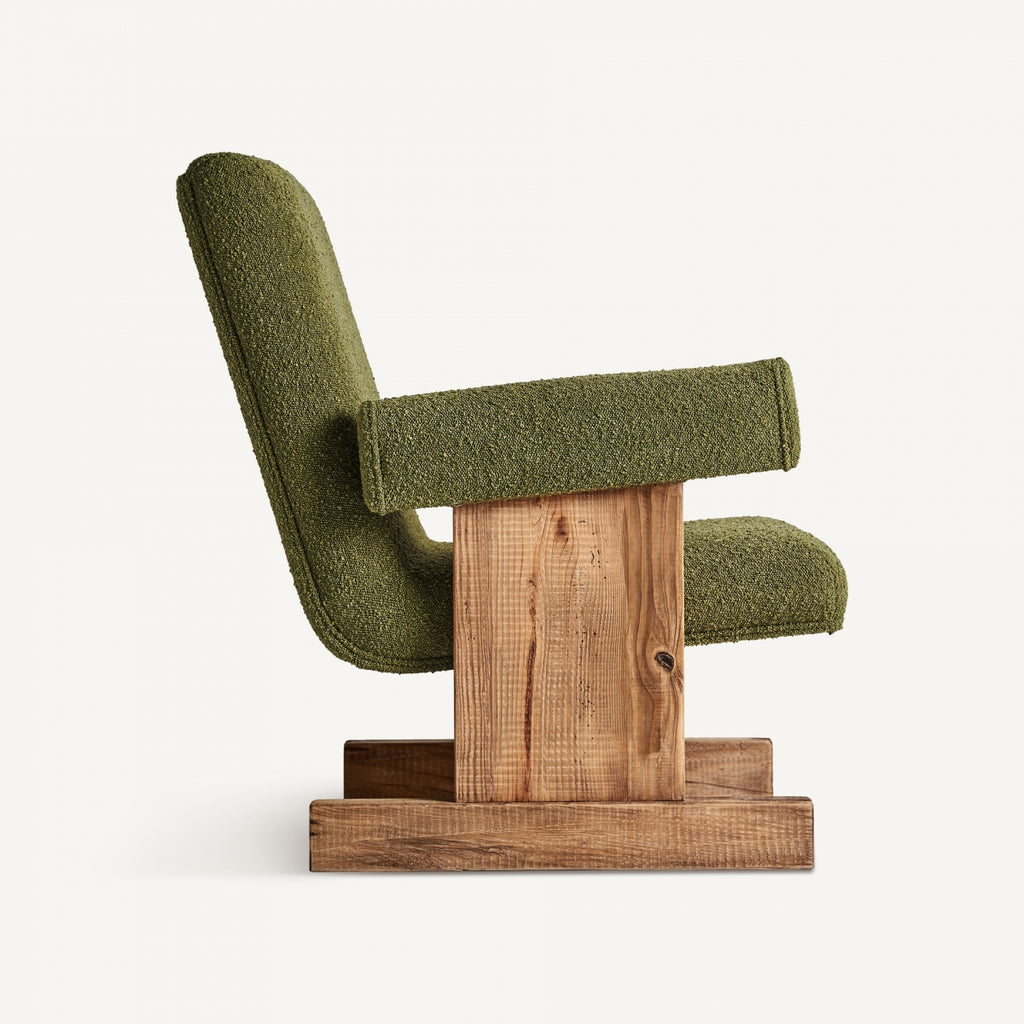 Green bouclé armchair