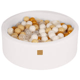 Baby Foam Round Ball Pit 90x30cm with 200 Balls 7cm Certified, Boucle, White: Gold/Beige/White/Transparent