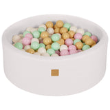 Baby Foam Round Ball Pit 90x30cm with 200 Balls 7cm Certified, Boucle, White: Pastel pink/Mint/White/Beige