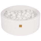 Baby Foam Round Ball Pit 90x30cm with 200 Balls 7cm Certified, Boucle, White: White