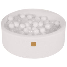 Load image into Gallery viewer, Baby Foam Round Ball Pit 90x30cm with 200 Balls 7cm Certified, Boucle, White: White/Transparent