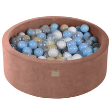 Load image into Gallery viewer, Baby Foam Round Ball Pit 90x30cm with 200 Balls 7cm Certified, Velvet, Beige: Baby Blue/Beige/White/Transparent