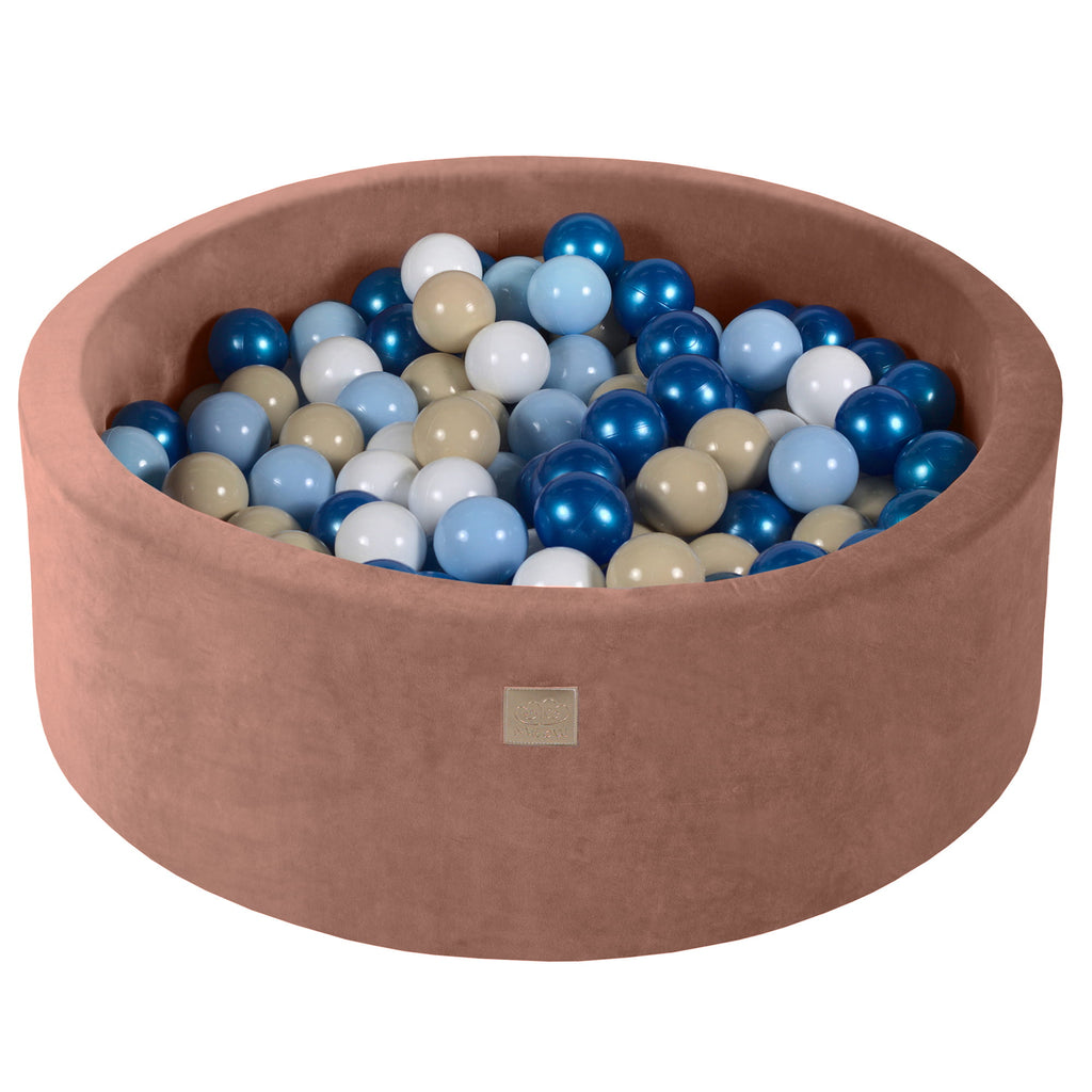 Baby Foam Round Ball Pit 90x30cm with 200 Balls 7cm Certified, Velvet, Beige: Blue Pearl/Beige/White/Baby Blue