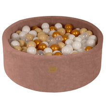 Load image into Gallery viewer, Baby Foam Round Ball Pit 90x30cm with 200 Balls 7cm Certified, Velvet, Beige: Gold/Beige/White/Transparent