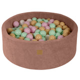 Baby Foam Round Ball Pit 90x30cm with 200 Balls 7cm Certified, Velvet, Beige: Pastel pink/Mint/White/Beige