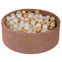 Load image into Gallery viewer, Baby Foam Round Ball Pit 90x30cm with 200 Balls 7cm Certified, Velvet, Beige: White/Beige