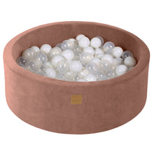 Load image into Gallery viewer, Baby Foam Round Ball Pit 90x30cm with 200 Balls 7cm Certified, Velvet, Beige: White/Transparent