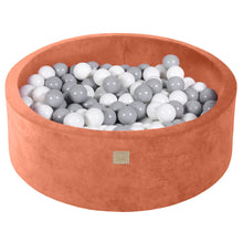 Load image into Gallery viewer, Baby Foam Round Ball Pit 90x30cm with 200 Balls 7cm Certified, Velvet, Marsala Red: Gray/White