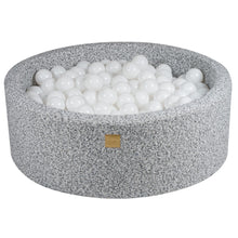 Load image into Gallery viewer, Baby Foam Round Ball Pit 90x30cm with 200 Balls 7cm Certified, Boucle, Marled Grey: White