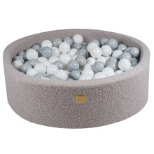 Load image into Gallery viewer, Baby Foam Round Ball Pit 90x30cm with 200 Balls 7cm Certified, Boucle, Grey: White/Grey