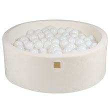 Load image into Gallery viewer, Baby Foam Round Ball Pit 90x30cm with 200 Balls 7cm Certified, Supersoft Velvet, White: White