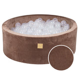 Baby Foam Round Ball Pit 90x30cm with 200 Balls 7cm Certified, Velvet Corduroy, Chocolate: transparent