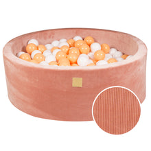 Load image into Gallery viewer, Baby Foam Round Ball Pit 90x30cm with 200 Balls 7cm Certified, Velvet Corduroy, Apricot: white, orange