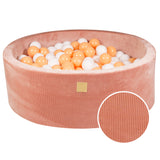 Baby Foam Round Ball Pit 90x30cm with 200 Balls 7cm Certified, Velvet Corduroy, Apricot: white, orange