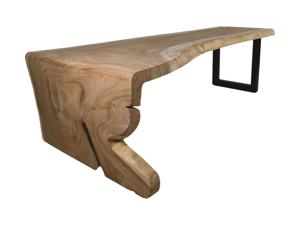 Dining Table 1 U Leg-320x76-127x78-Natural/Black-Munggur/Metal