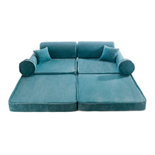 Load image into Gallery viewer, Aesthetic - Premium Corduroy Kids&#39; Sofa Turquise