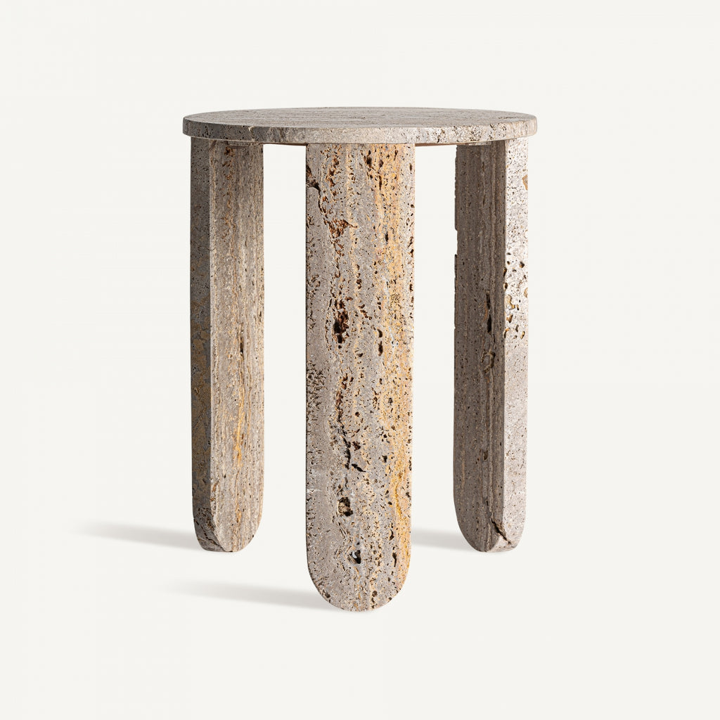 Travertine side table