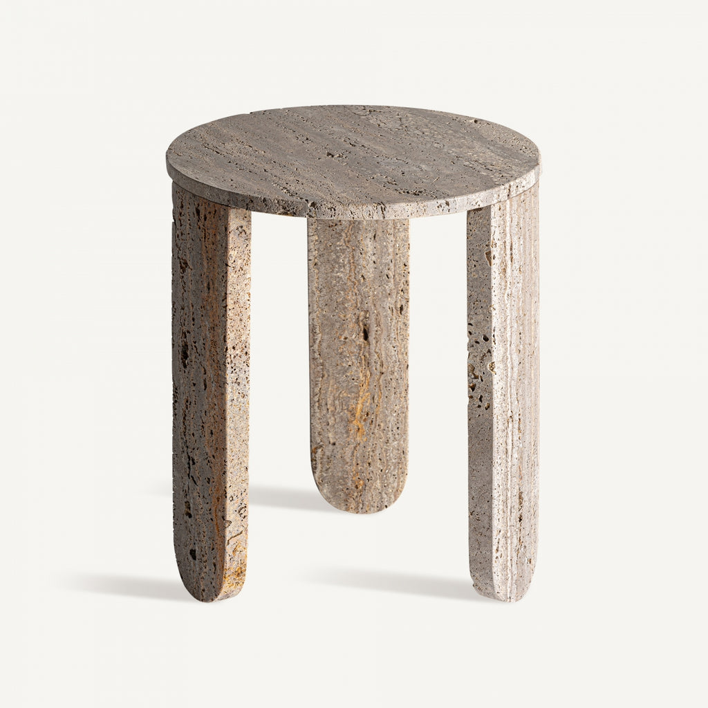 Travertine side table