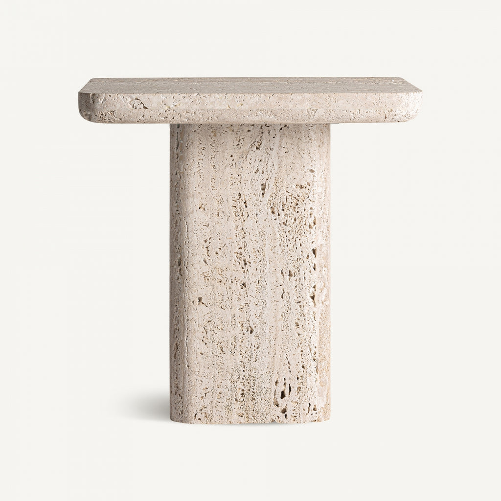 Travertine side table