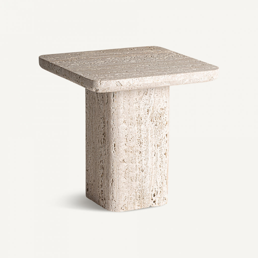 Travertine side table