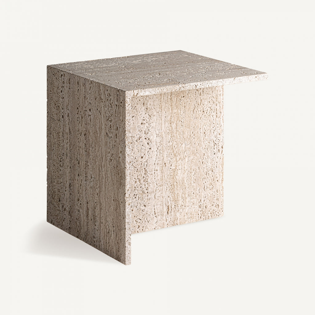 Travertine side table