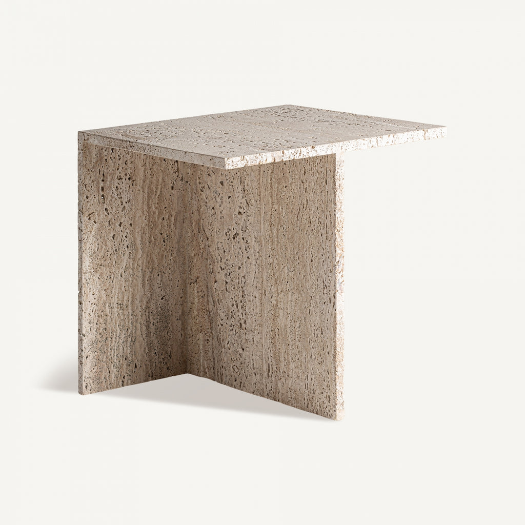 Travertine side table