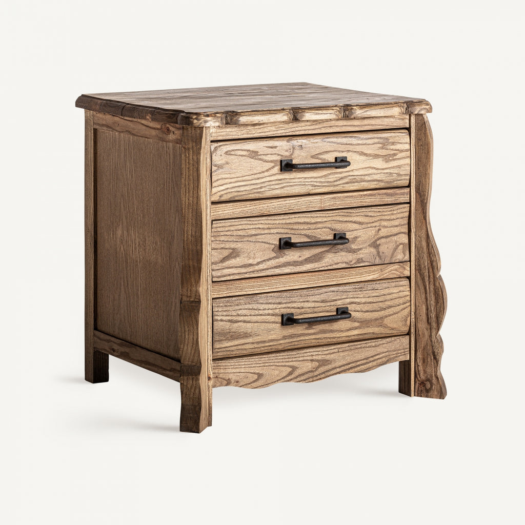 Elm wood bedside table